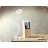 Solight LED stmívatelná stolní lampička s klipem 8W, 300lm, DC5V, nastavitelná teplota světla, USB, bílá [WO66-W]