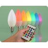 LED žárovka E14 RGB+4000K, 4,8W, 470lm, RF ovládání
