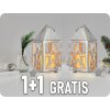 Dřevěná lucerna s LED svíčkou, 1+1 zdarma! [1V232]