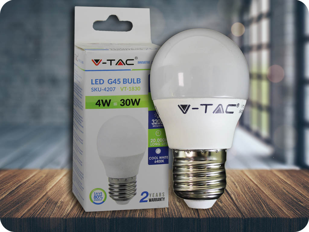 E27 LED Žiarovka 4W, G45