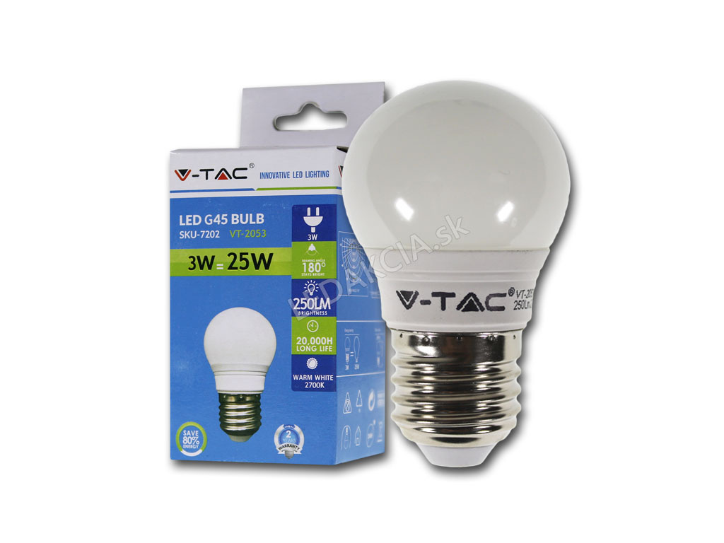 E27 LED žiarovka 3W, G45 + Zdarma záruka okamžitej výmeny !