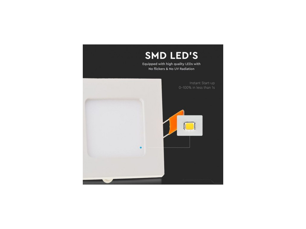 LED panel štvorcový 225x225x12 mm, vstavaný, 18W, 1500Lm