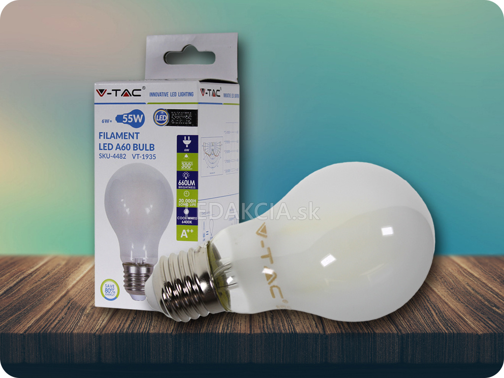E27 LED Retro filament žiarovka 6W, dymový efekt