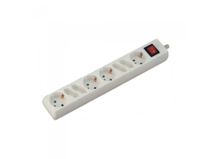 Predlžovací kábel, 8 zásuviek, vypínač, 1,5m, 16A, 3G1.5mm2, biely