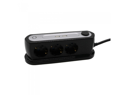 Predlžovačka na stôl s prepäťovou ochranou, max.3500W, 2xUSB, IP20