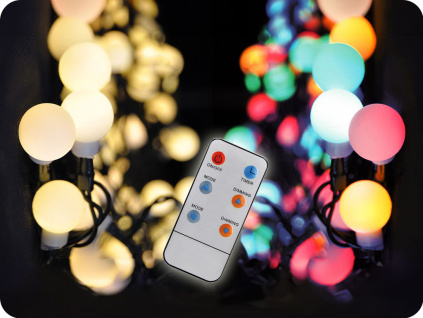 Solight LED 2v1 vonkajšia vianočná reťaz, diaľkový ovládač, 100xLED, RGB+W, 10m+5m, 8 funkcií, IP44 [1V08-RGB]