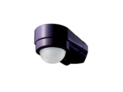 PIR senzor rohový,  max 600W, max 10m, 240°,  IP65, čierny