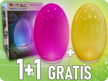 LED solárne vajíčko RGB+WW, IP44, nabíjateľné, výdrž 6-8h, 1+1 zadarmo!