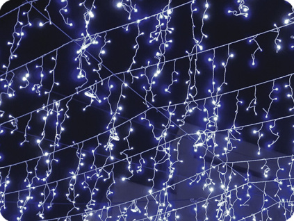 LED dážď, 3m, 144LED, 24 x vetva, 60cm dĺžka vetvy, CW, bez funkcií, s adaptérom [R144WE44TC]