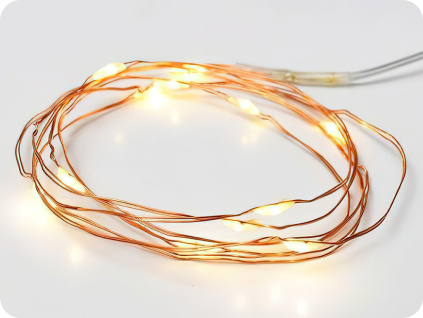 LED dekoračná reťaz 2m, 20LED, 2xAA, WW, bez funkcií, meď [X0120121]