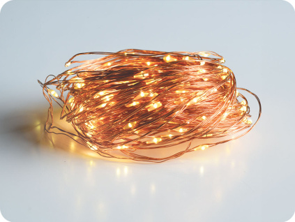 LED dekoračná reťaz 10m, 100LED, WW, 8 funkcií, s adaptérom, meď [X01100122]