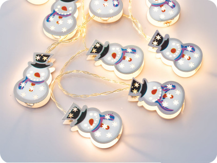 LED reťaz Snehuliaci, kovová, 1.35m, 10LED, 3xAA, teplá biela, bez funkcií, transparentný kábel [XMSNMAN102A]