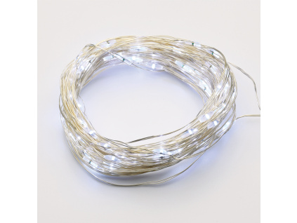 LED dekoračná reťaz 2m, 20LED, 2xAA, studená biela, bez funkcií, strieborná [X0120211]