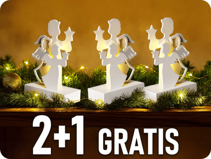 Solight LED anjeli, drevo, biela farba, 2xAA, 2+1 zadarmo! [1V219]