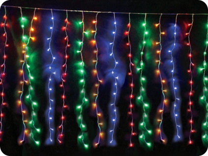 LED záclona 2m, 360LED, 20x vetva, 2m dĺžka vetvy, 8 funkcií, adaptér, transparentný kábel, IP44, RGB [X08360322]