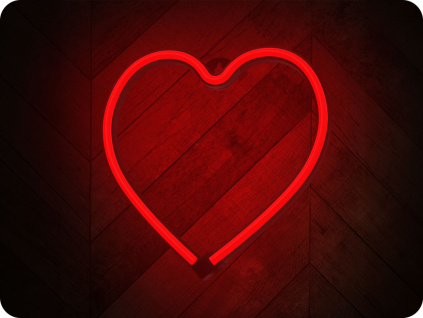 Forever Light Neon LED dekorácia -  srdiečko červené, 3xAA/USB