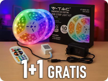 Set RGB LED pásik 4,8W/m, 2x5m + napájanie+ ovládanie, IP20, 1+1 zadarmo!