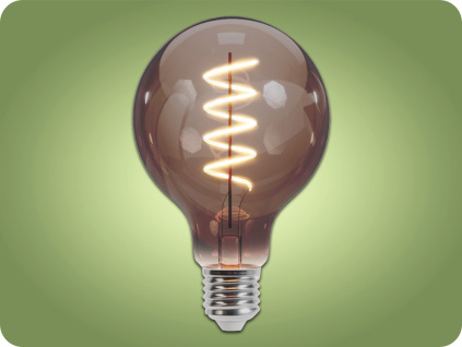 E27 LED Retro Filament žiarovka 4W, 250lm, G95, dymová,  2000K