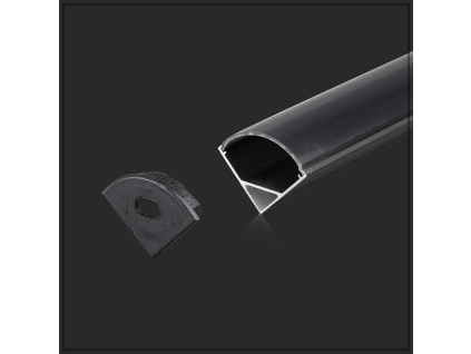 Hliníkový profil 2m pre LED pásy čierny rohový, 2000x15.8x15.8mm