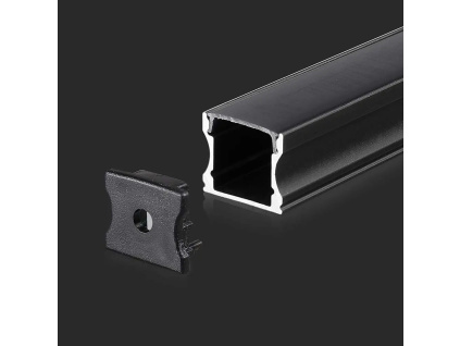 Hliníkový profil 2m pre LED pásy 2000x17.2x14.4mm, čierny