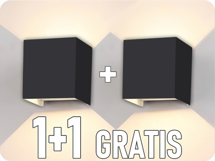 LED nástenné svietidlo LEDOM 2x3W, 450lm, IP54, čierne, 1+1 zadarmo!