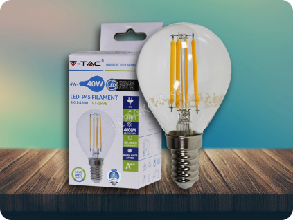 E14 LED RETRO FILAMENT žiarovka 4W, p45