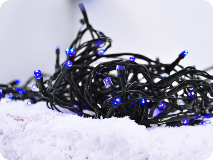 LED vianočná reťaz, 3m, 20xLED, modré svetlo, zelený kábel [1V50-B]