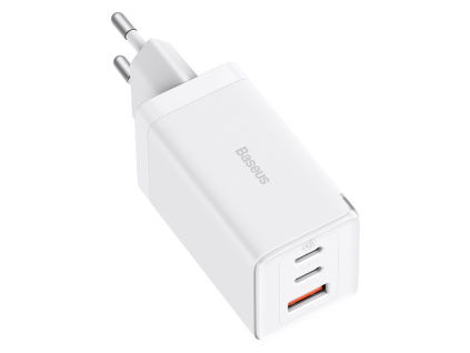 Baseus GaN5 Pro nabíjací adaptér 2xUSB-C + USB, 65W biely [CCGP120202]