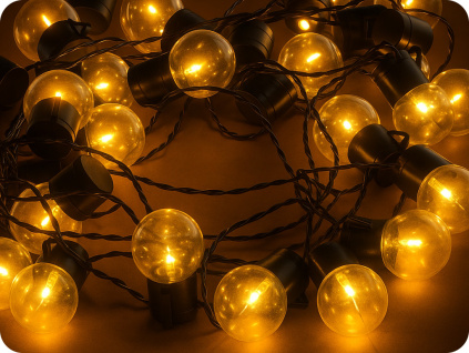 LED reťazová dekorácia 25xLED, 2,4W, 3xAA, 8 funkcií, IP44, teplá biela [X04251123]