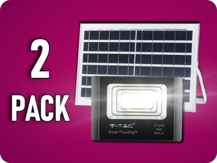 LED Solárny reflektor s 12W solárnym panelom, 550lm, IP65, 5000mAh/2-PACK!