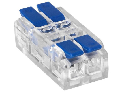 Spojka na káble 2PIN mini zacvakávacia, obojstranná, modrá, 0,75-4mm2, IEC, 250V/32A [OR-SZ-8021/2/50]