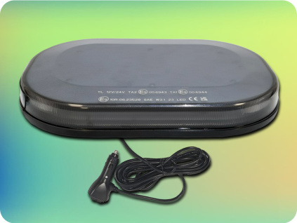 LED výstražný maják 53W, 60LED, 3módy, magnet, 12/24V, R10, R65, IP67, TMAVÝ [BLK0050]