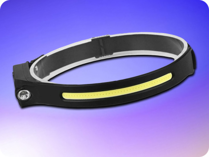 LED nabíjateľná čelovka 5W, COB + 3W, XPE, 350lm + 120lm, 1200mAh, 6 módov [LA0105]