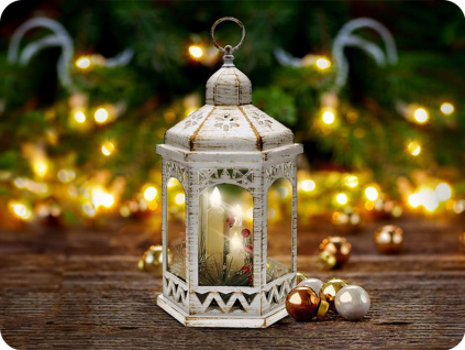 Solight vianočný biely lampáš, 33cm, 3xLED sviečka, 3xAAA [1V266]