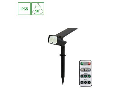 Solárne svietidlo zapichovacie/na povrch s diaľkovým ovládaním 200lm, IP65, CCT [SLI049002]