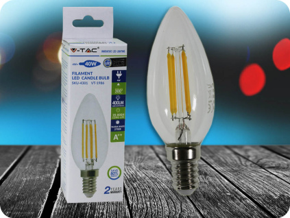 E14 LED RETRO FILAMENT žiarovka 4W, sviečka