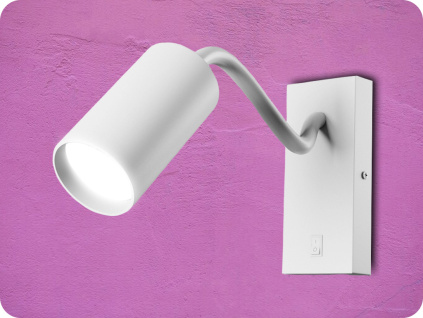 Nástenné svietidlo pre žiarovky GU10, flexibilné s vypínačom, biele [SLIP006023]