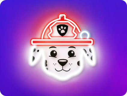 Závesná LED neon dekorácia labková patrola - Marshall [GSM189319]