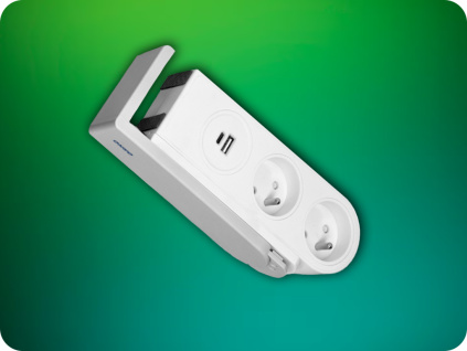 Stolová napájacia lišta 2 zásuvky, 1x USB-A, 1x USB-C, 1,4 m, biela [OR-AE-13245/W/1,4M]