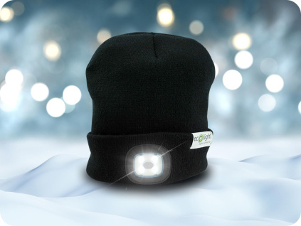 Čiapka s nabíjateľným LED svetlom, 1W, 250mAh, 6500K čierna [EC20587]