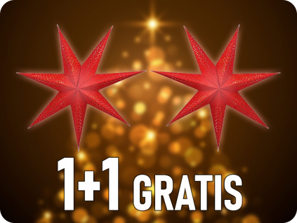 Solight LED vianočná hviezda červená, závesná, 60cm, 20x LED, 2xAA, 1+1 zadarmo! [1V263]