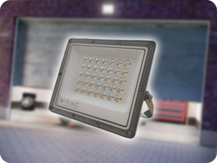 LED reflektor 30W, 2350lm, IP65, CCT, zmena farby 3000K/4000K/6500K, sivý