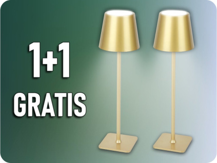 LED line® stolná lampa TAZA 3,5W, 400lm, CCT, IP54, nabíjateľná, 2x2000mAh, zlatá, 1+1 zadarmo! [208964]