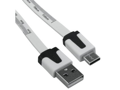 przewod usb a c z miarka bialy 1 m