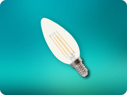 Retro LED filament žiarovka E14, 5,5W, 600lm, sviečka, stmievateľná