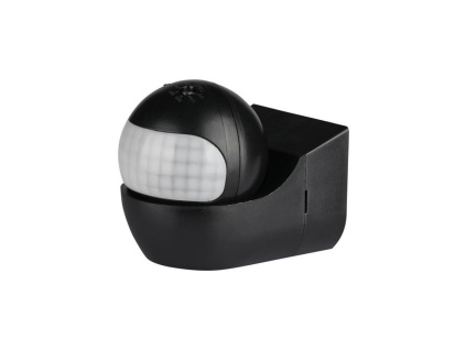 Infračervený pohybový senzor na stenu s pohyblivou hlavou, 180°, IP44, čierny