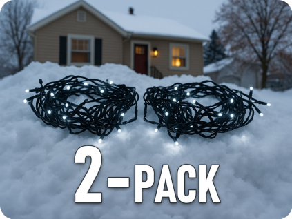LED vianočná reťaz, 500 LED, 50m, prívod 5m, IP44, biela/2-PACK!