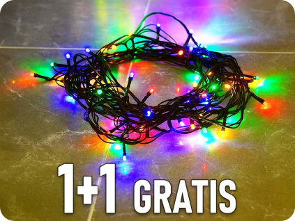 LED vonkajšia vianočná reťaz, 100 LED, 10m, 8 funkcií, časovač, viacfarebná, 1+1 zadarmo! [1V101-M]