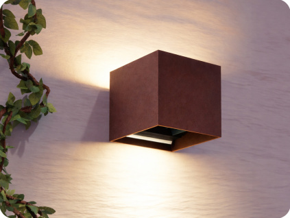 LED nástenné svietidlo 2x3W, 450lm, IP65, hnedo-červené CORTEN