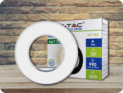 LED NÁSTENNÉ SVIETIDLO 9W, BIELE, kruhové